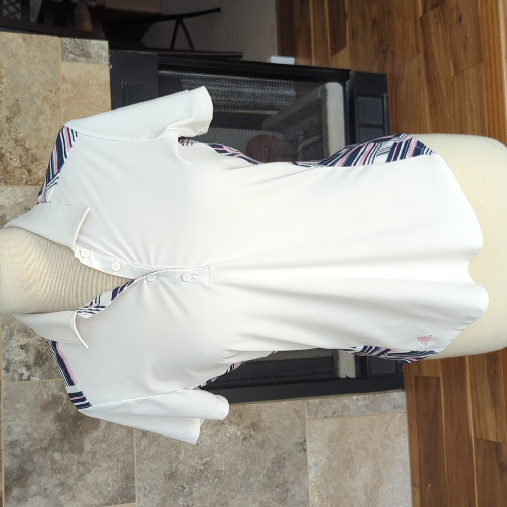 Small Adidas Golf Top Pink Blue Polo Activewear